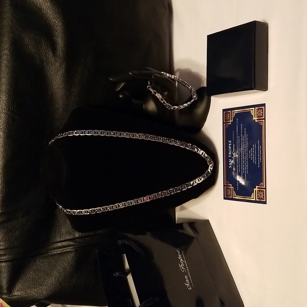 San Tropez  silver necklace and  Bracelet  set.